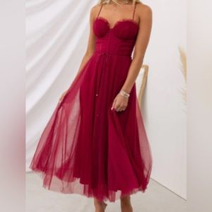 Red mesh cross back dress